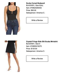 Good american black body suit and mini skirt set